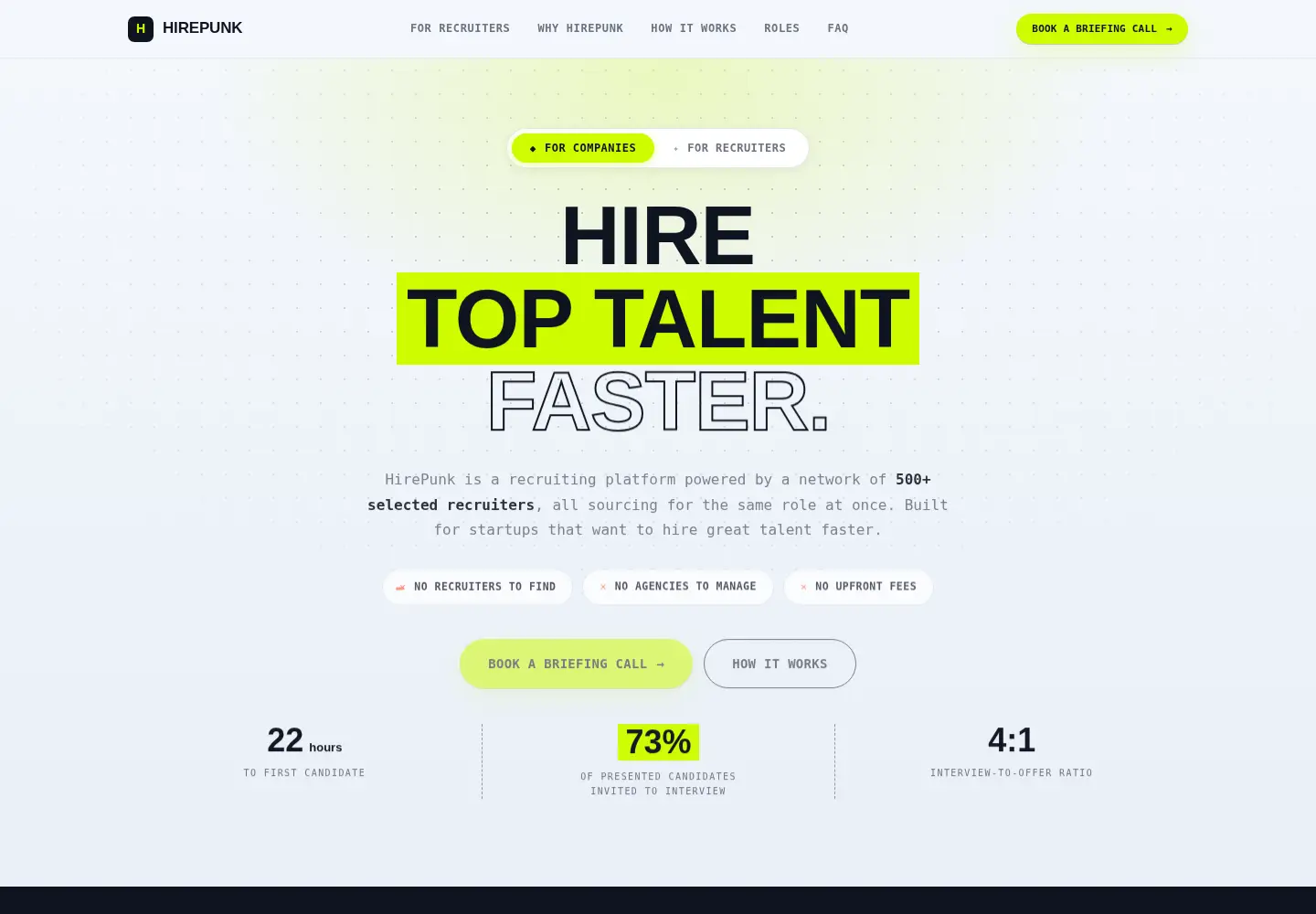 Screenshot of hirepunk.com