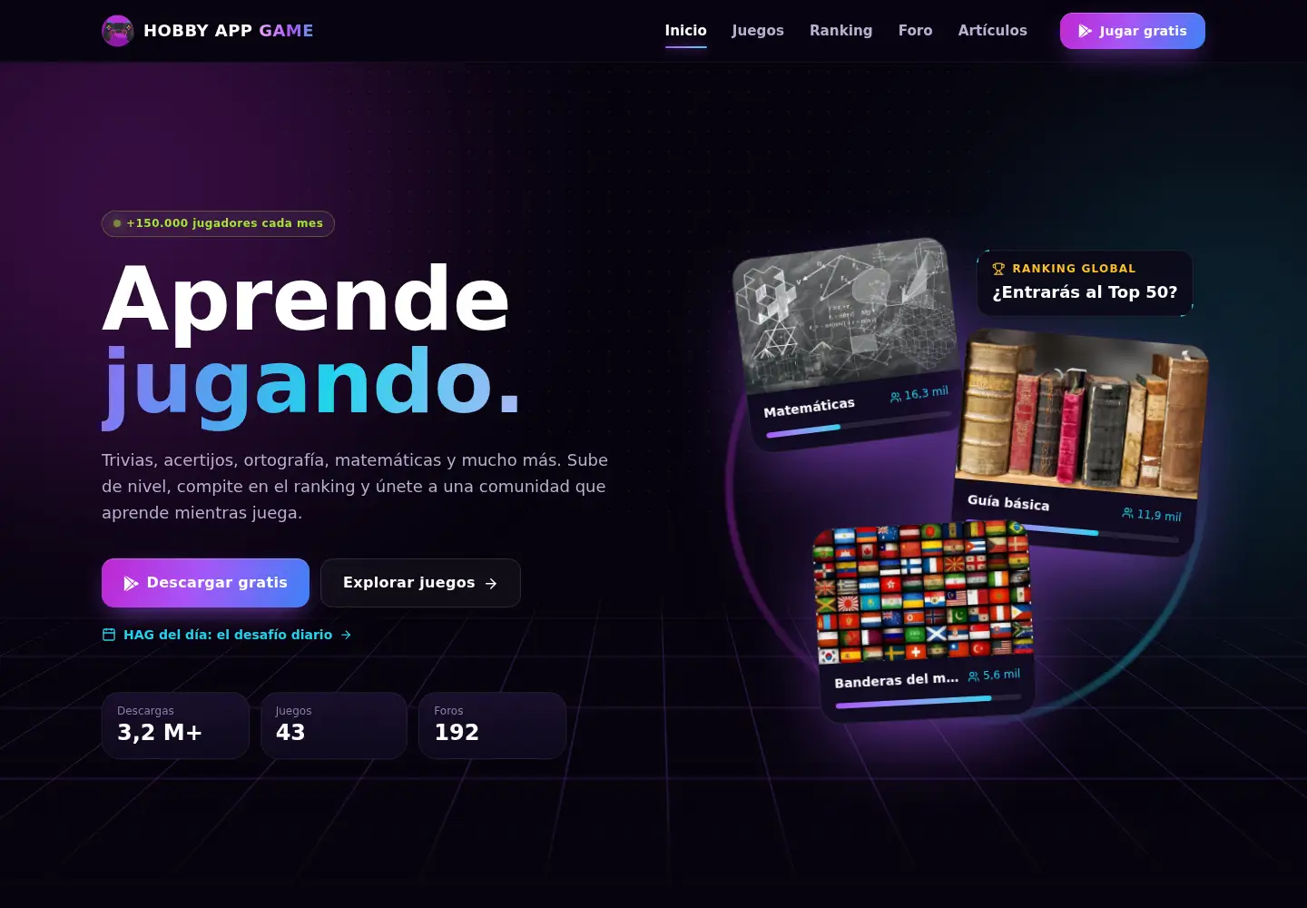 Screenshot of hobbyappgame.com