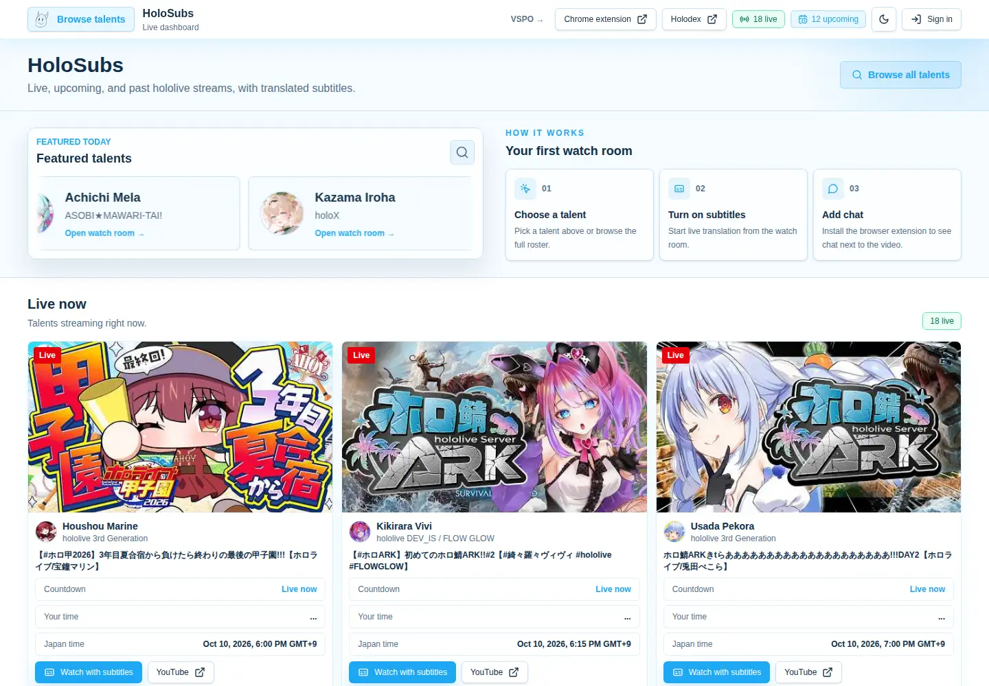 Captured homepage of holosubs.com in the current scan