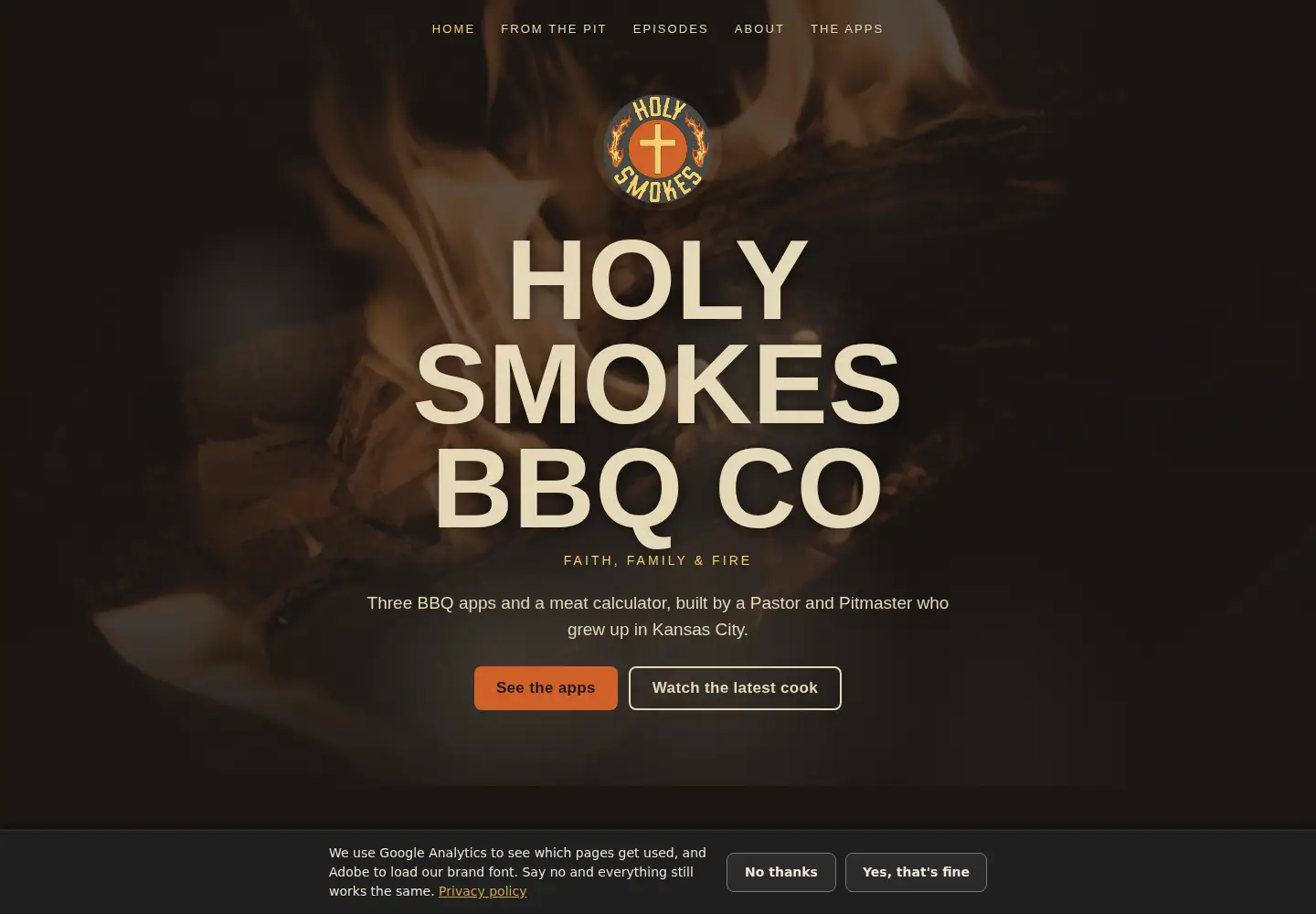 Screenshot of holysmokesbbqco.com