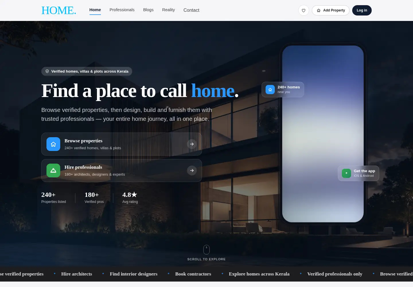 Captured homepage of homedotapp.com in the current scan