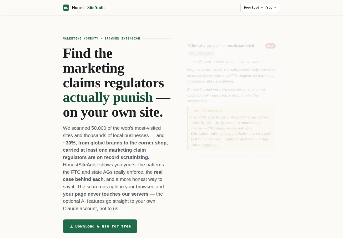 Screenshot of honestsiteaudit.com