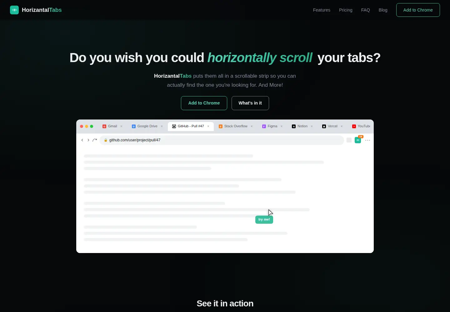 Screenshot of horizantaltabs.com