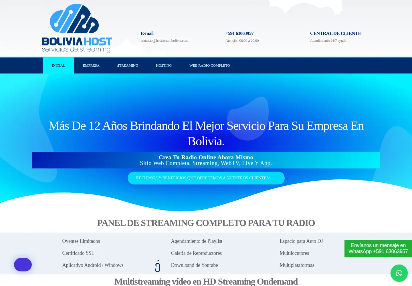 Screenshot of hoststreambolivia.com