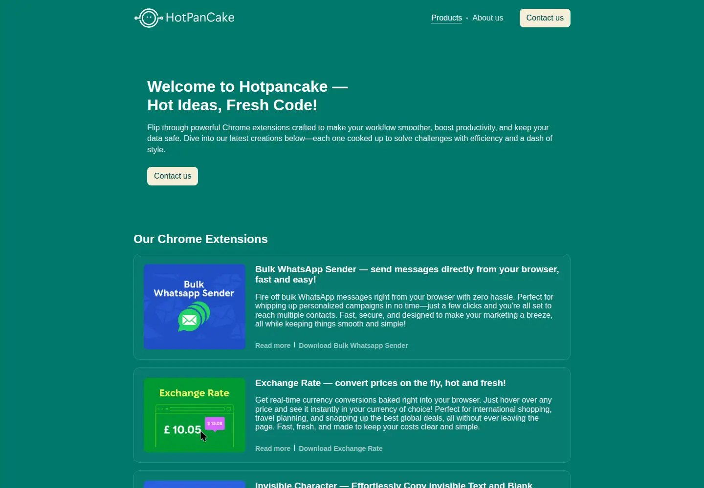 Captured homepage of hotpancake.com in the current scan