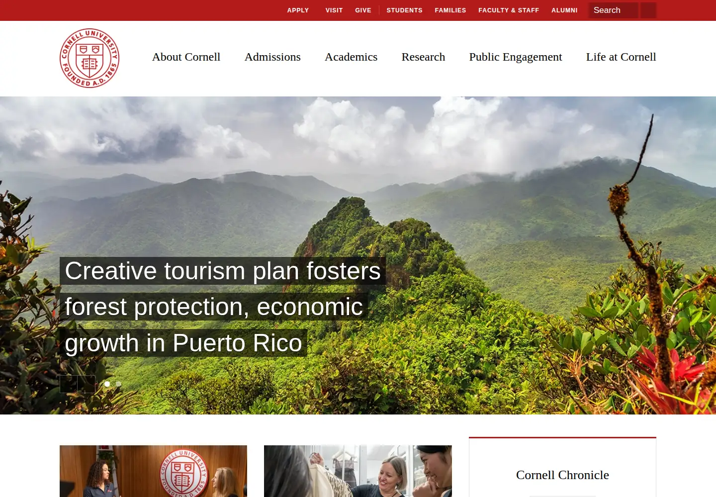 Screenshot of cornell.edu