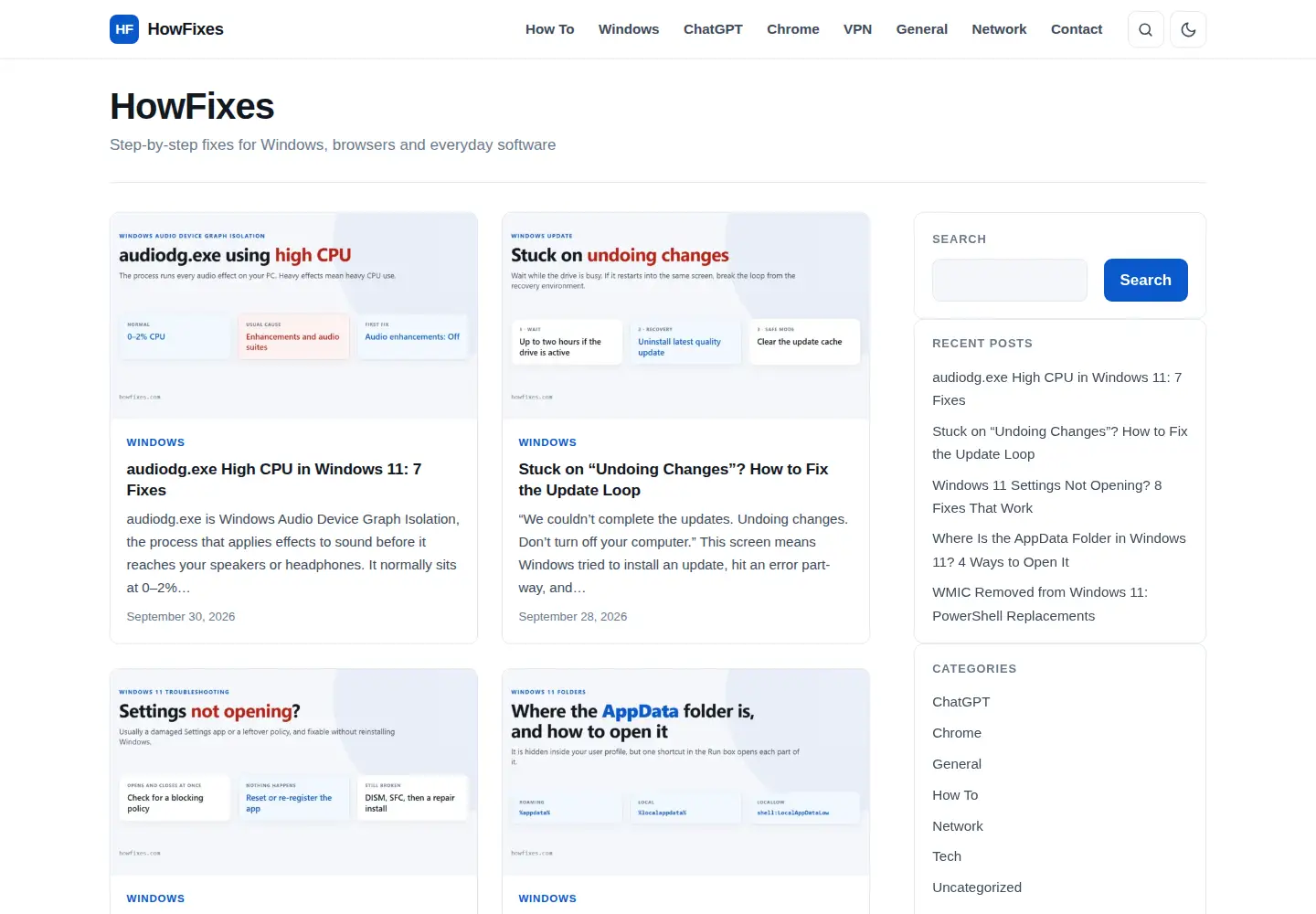Screenshot of howfixes.com