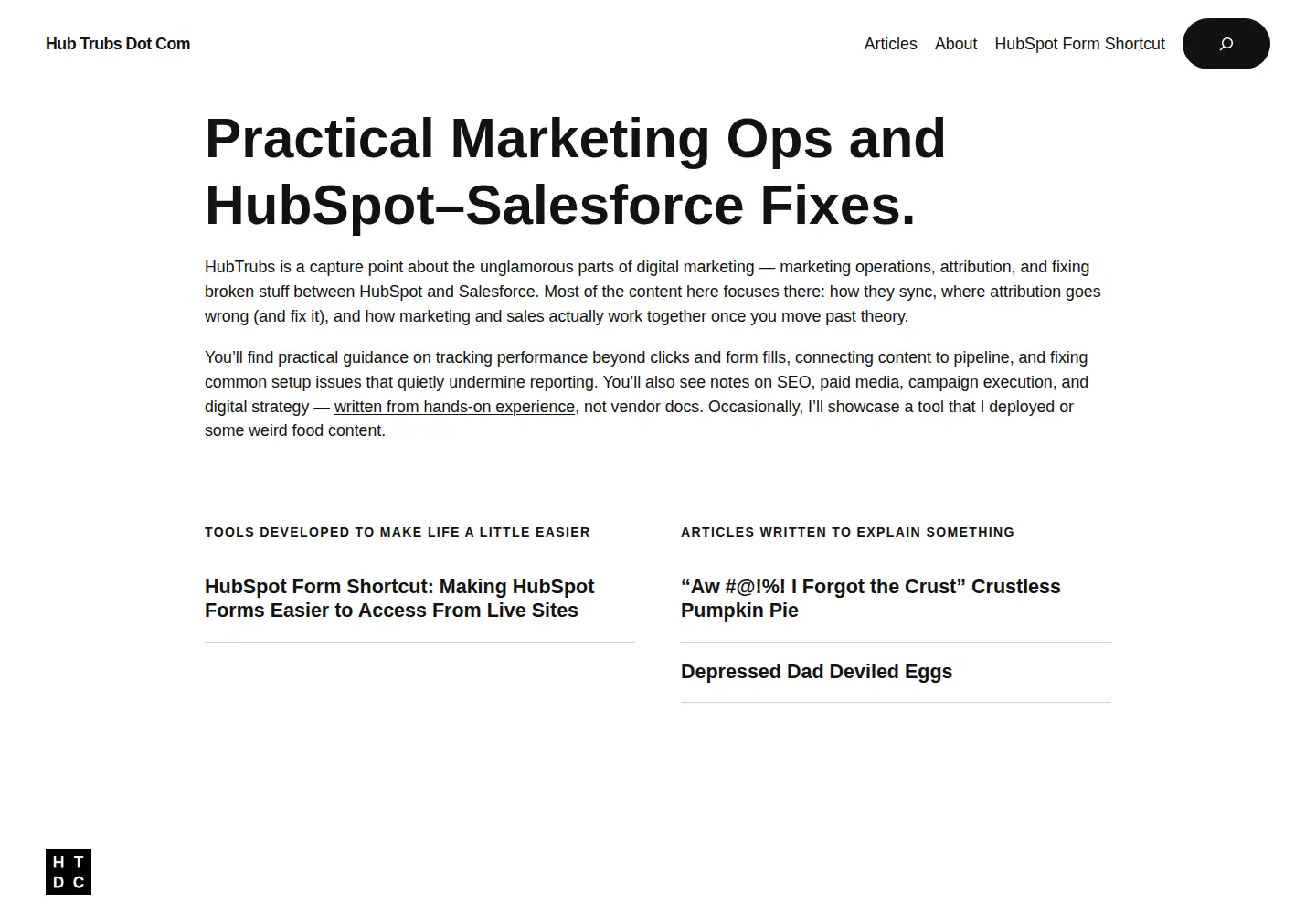 Screenshot of hubtrubs.com