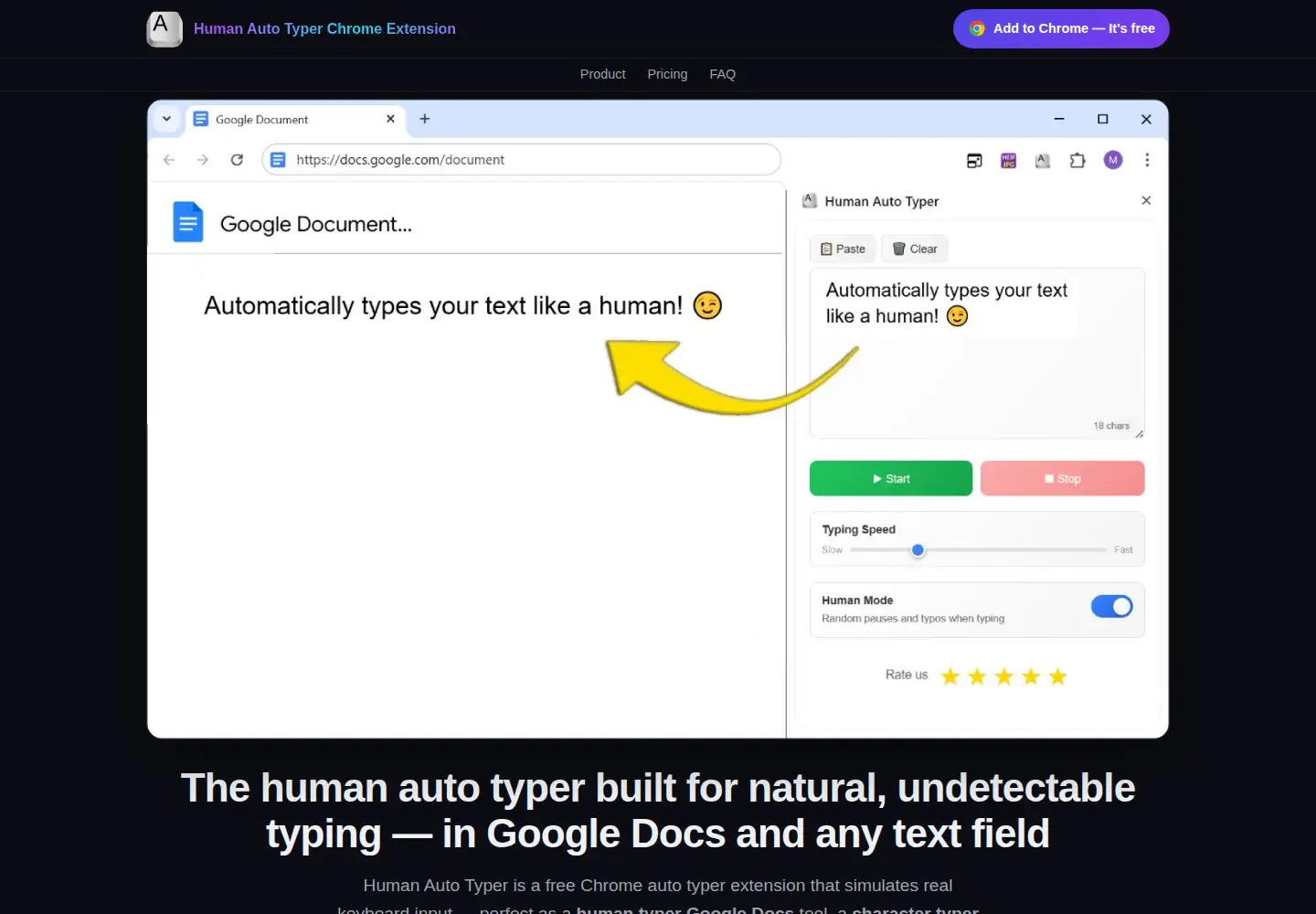 Screenshot of humanautotyper.com