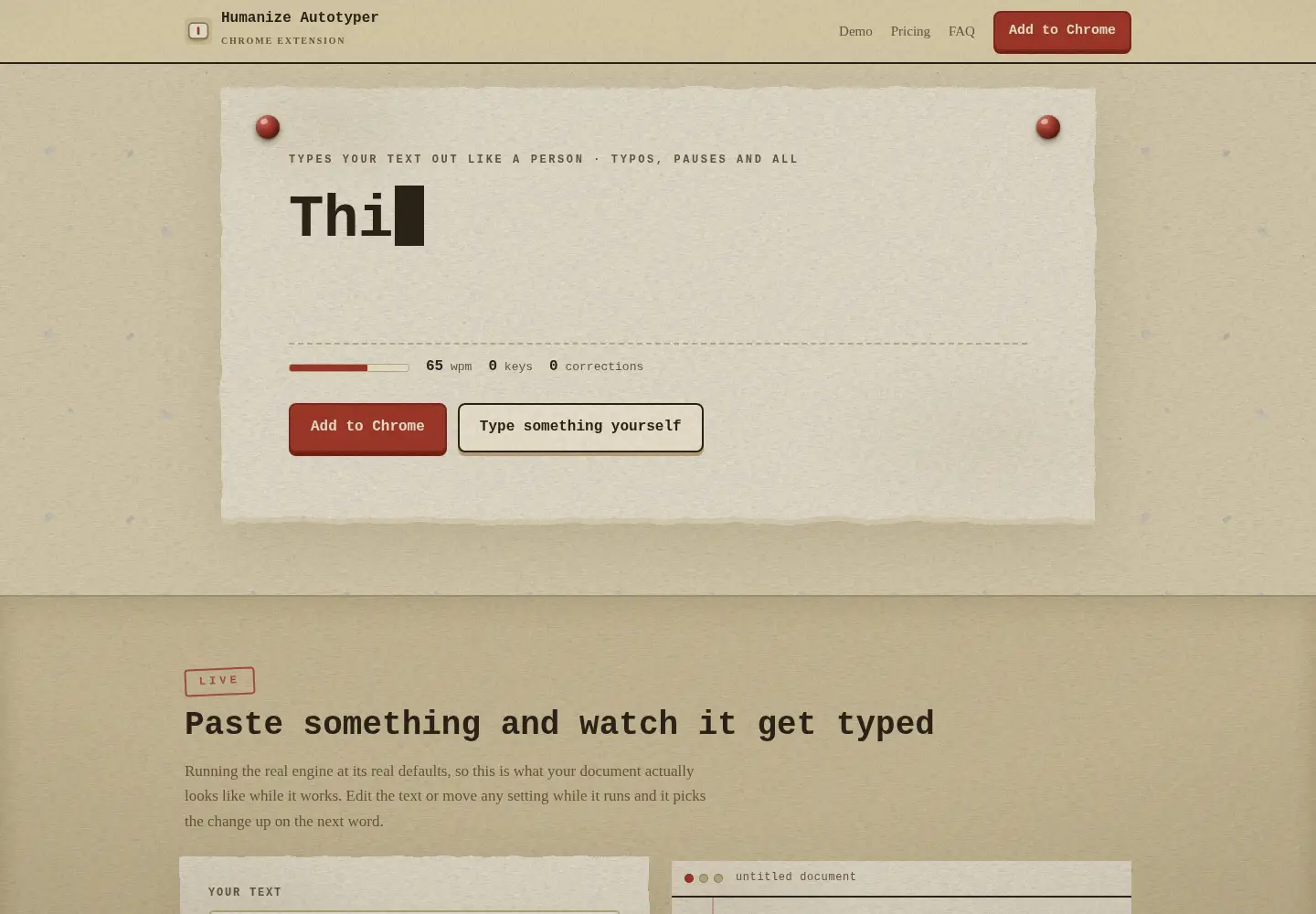 Screenshot of humanizeautotyper.com