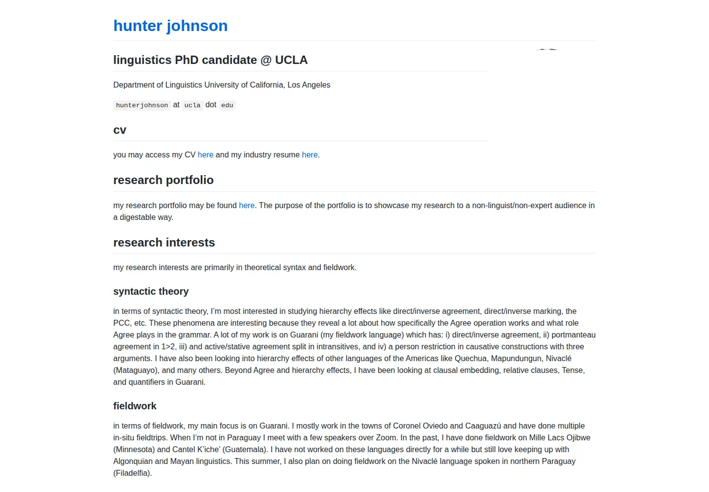 Screenshot of hunterfjohnson.com