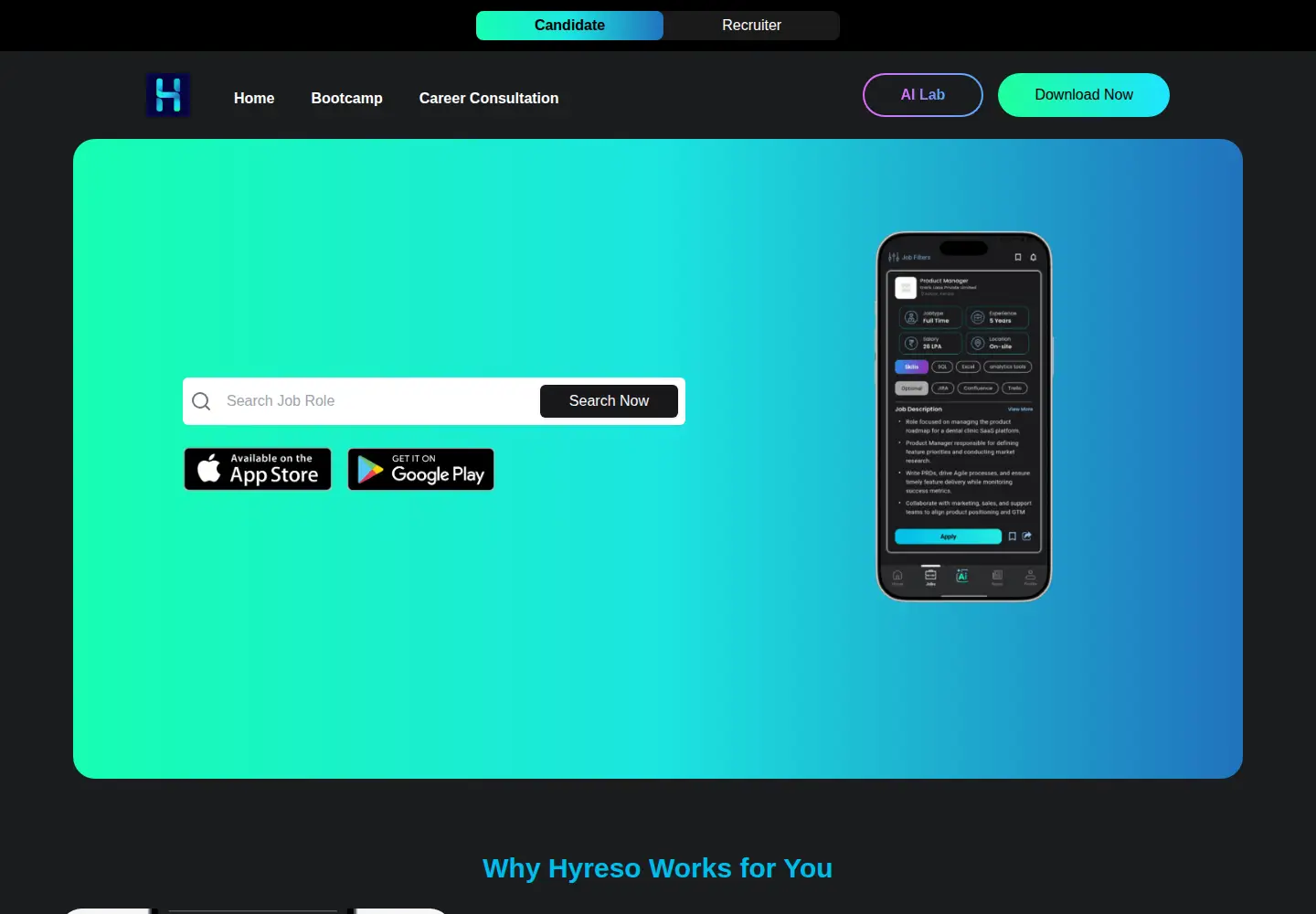 Screenshot of hyreso.com