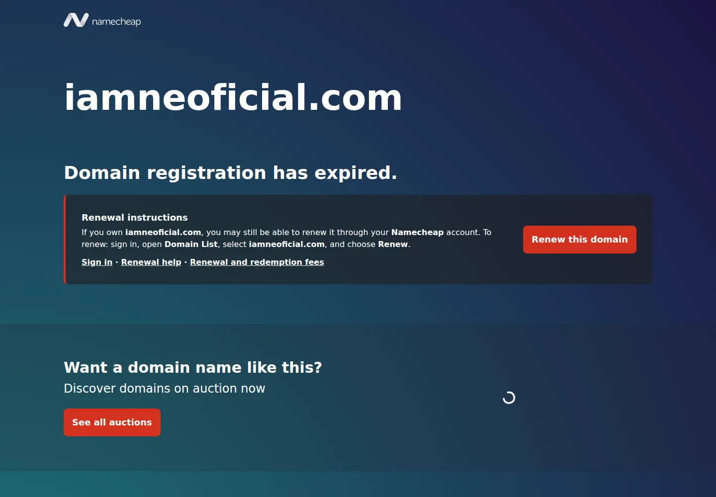 Screenshot of iamneoficial.com