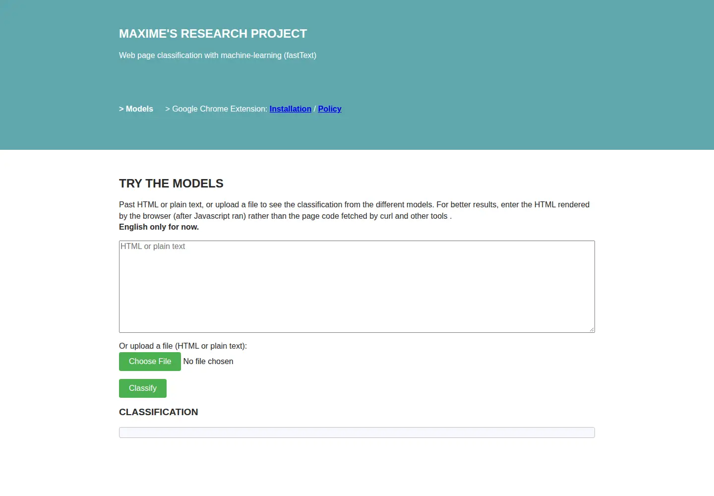 Screenshot of icategorize.com