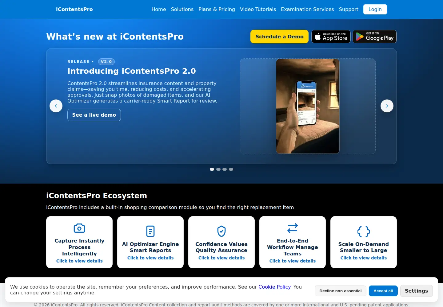 Captured homepage of icontentspro.com in the current scan