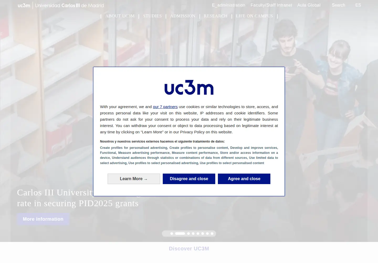 Screenshot of uc3m.es