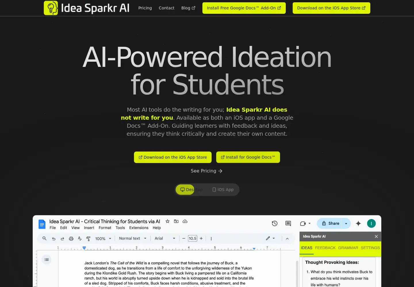 Captured homepage of ideasparkrai.com in the current scan