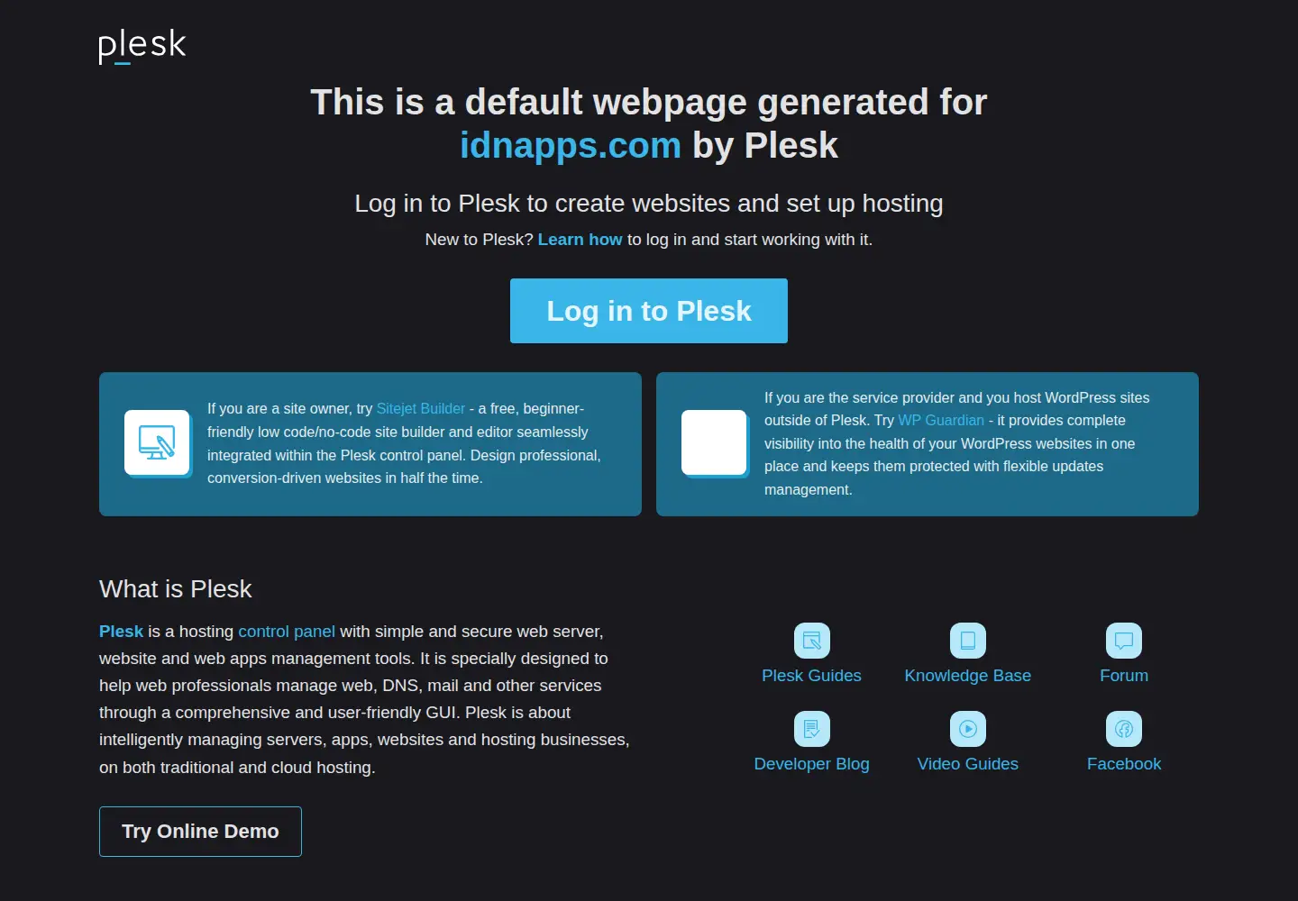 Captured homepage of idnapps.com in the current scan