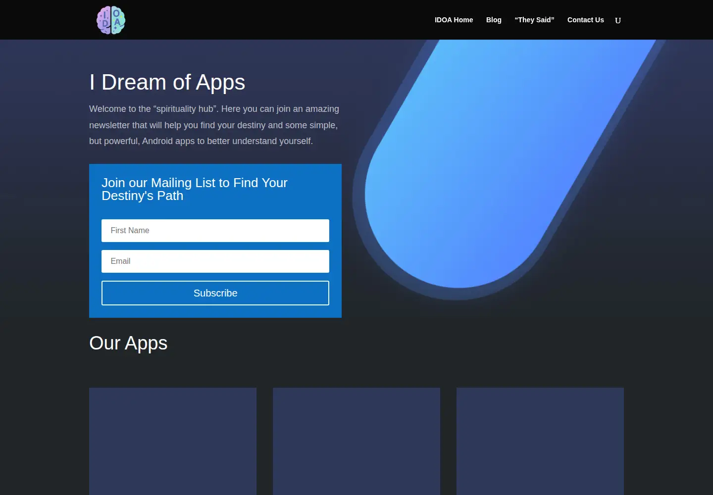 Captured homepage of idreamofapps.com in the current scan