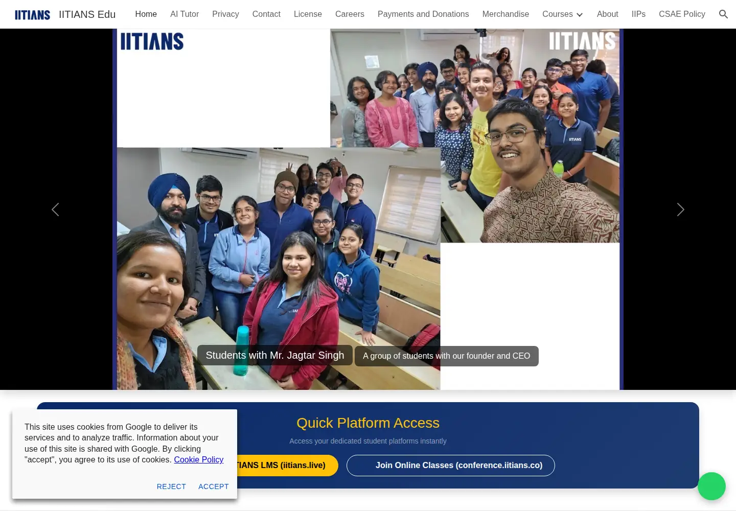 Captured homepage of iitiansedu.com in the current scan