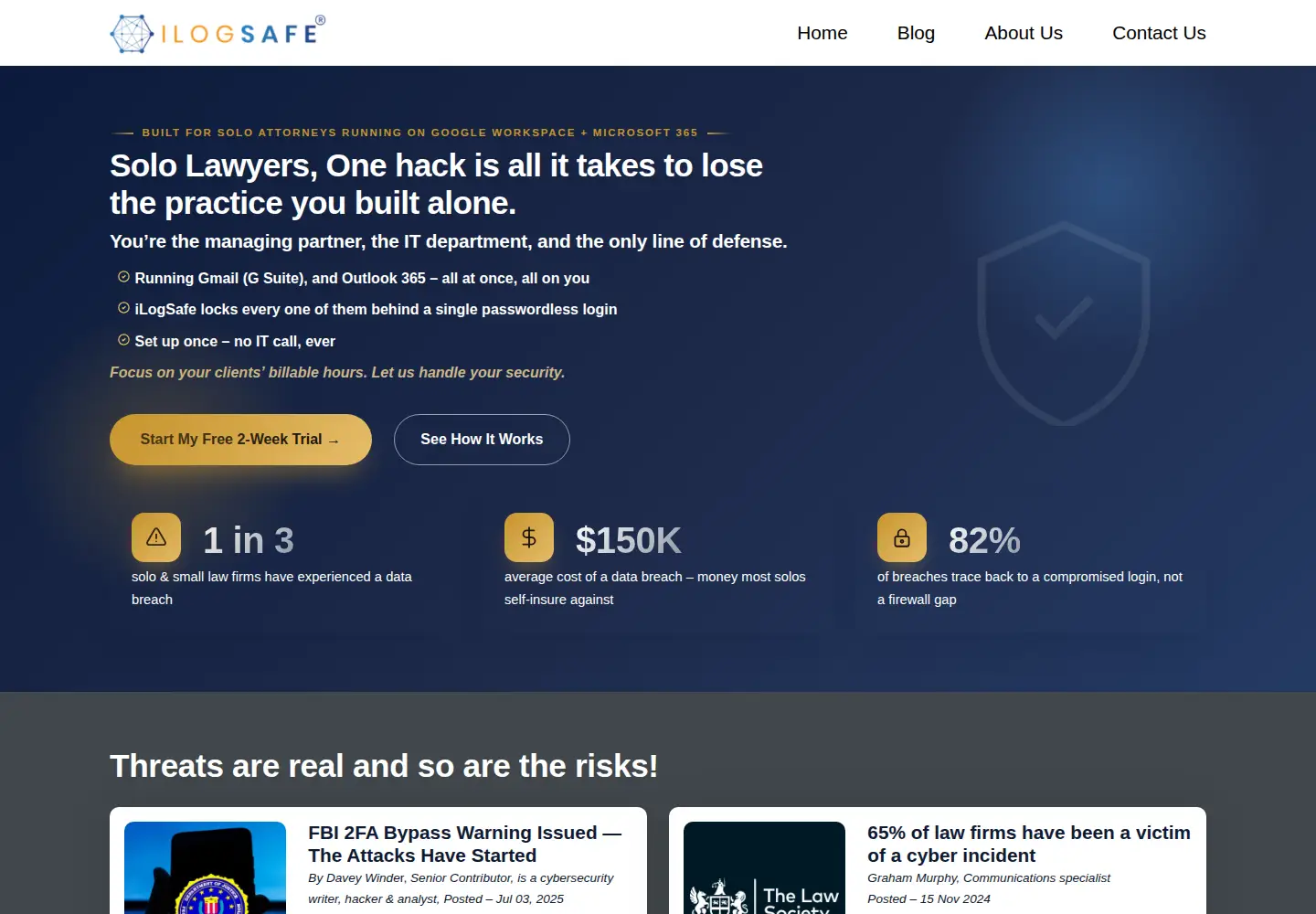 Captured homepage of ilogsafe.com in the current scan
