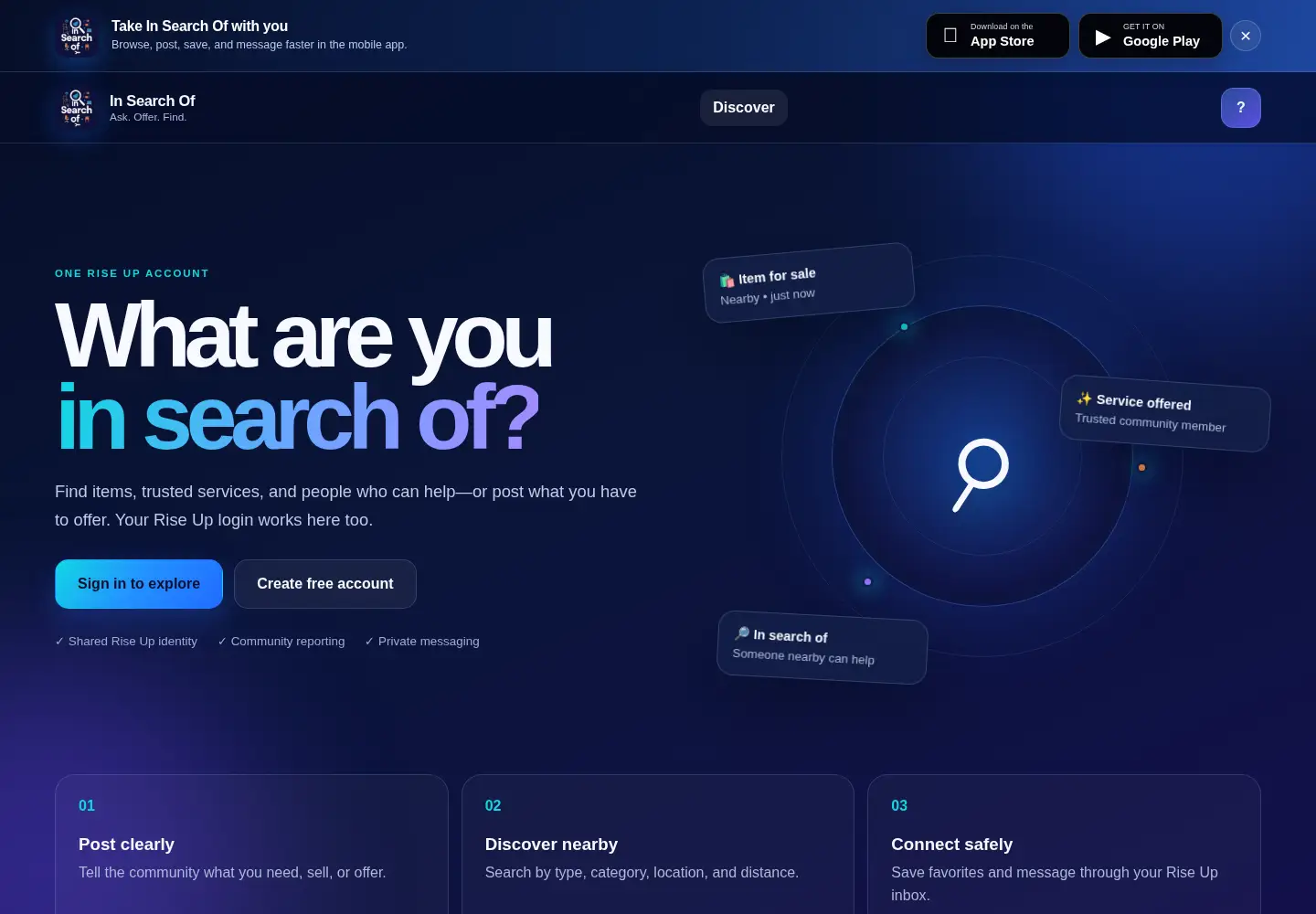 Screenshot of iminsearchof.com