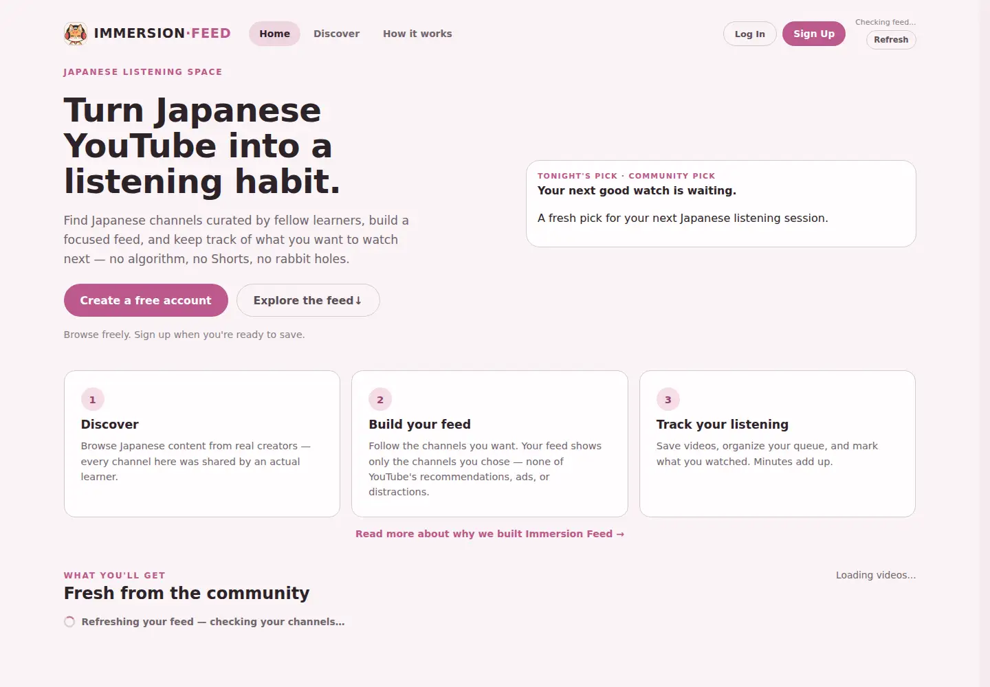 Screenshot of immersionfeed.com