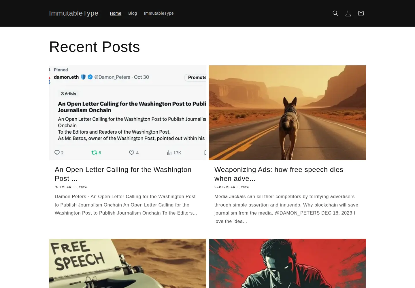Captured homepage of immutabletype.com in the current scan