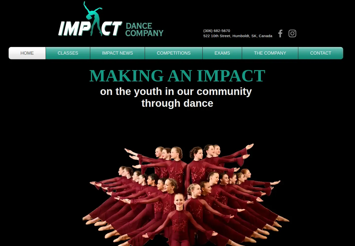 Captured homepage of impactdancehumboldt.com in the current scan