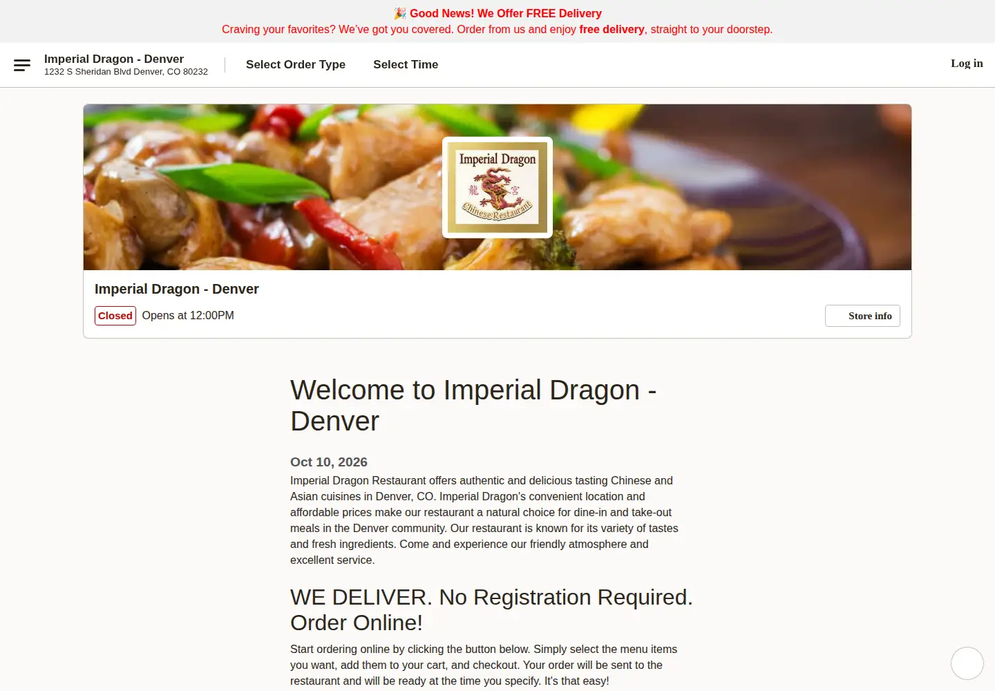 Captured homepage of imperialdragonco.com in the current scan