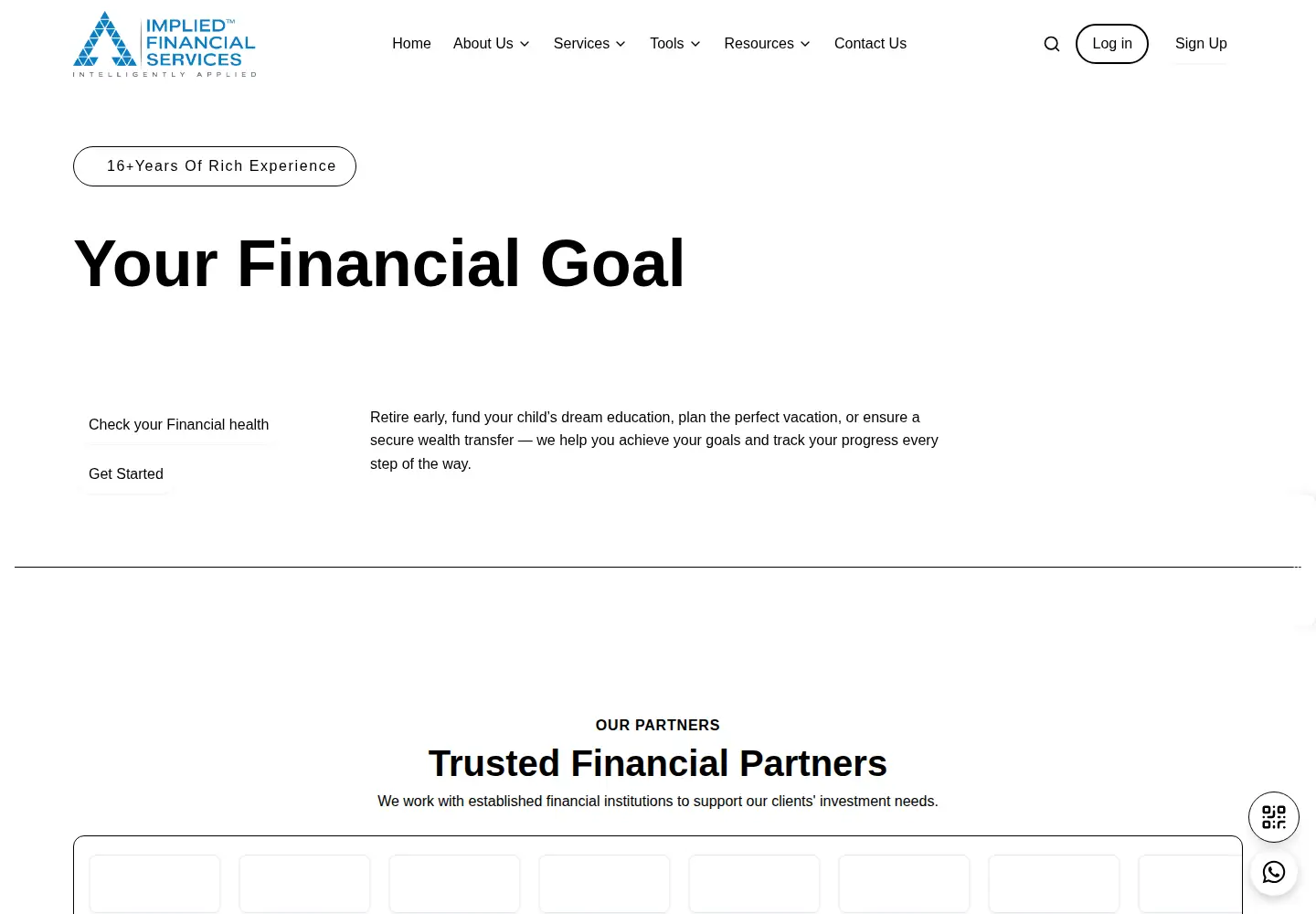 Captured homepage of impliedfinancial.com in the current scan