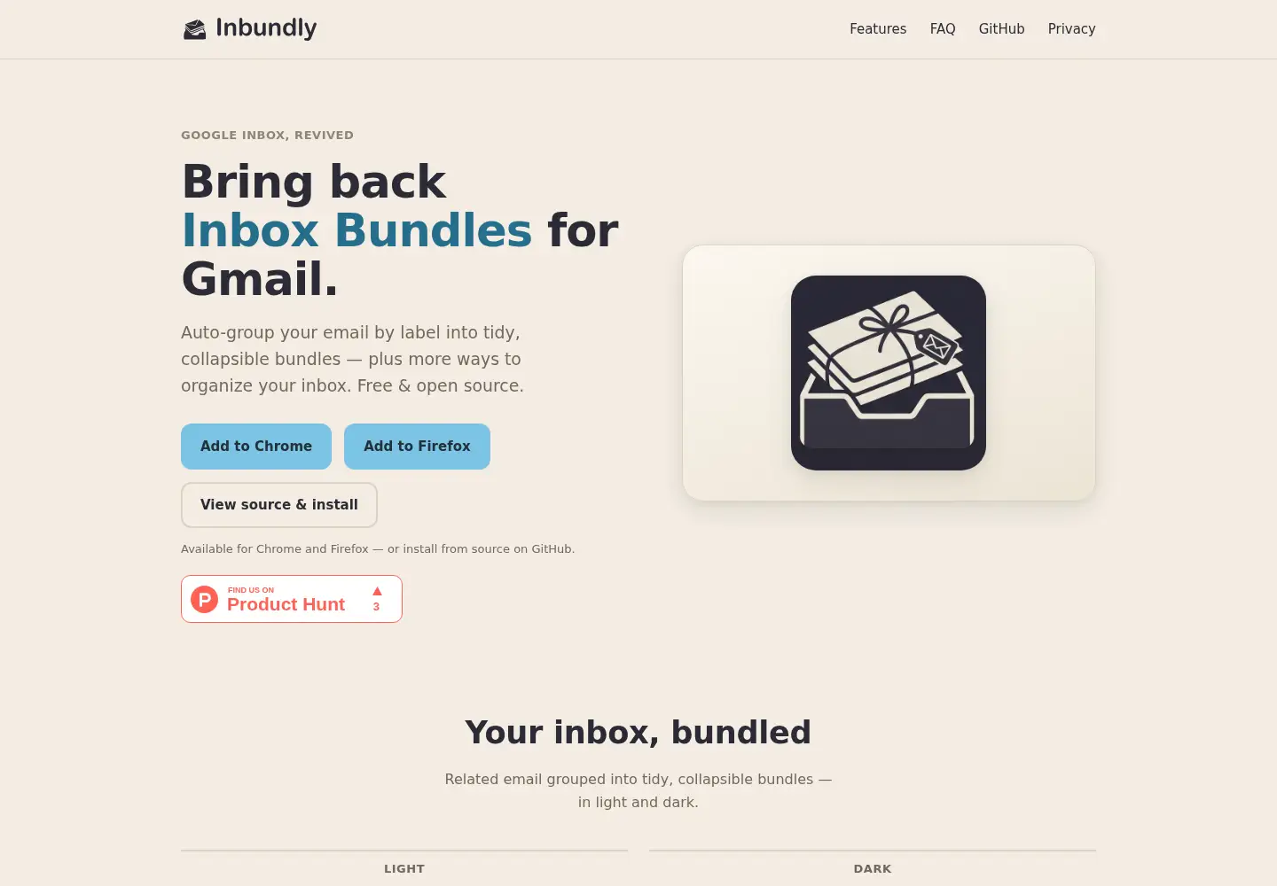 Captured homepage of inbundly.com in the current scan