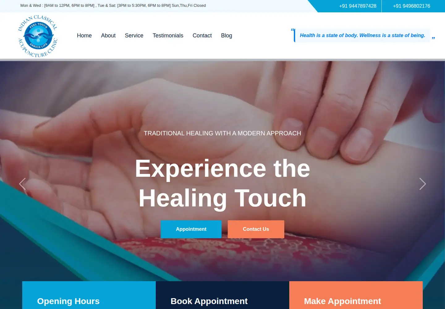 Screenshot of indianclassicalacupuncture.com