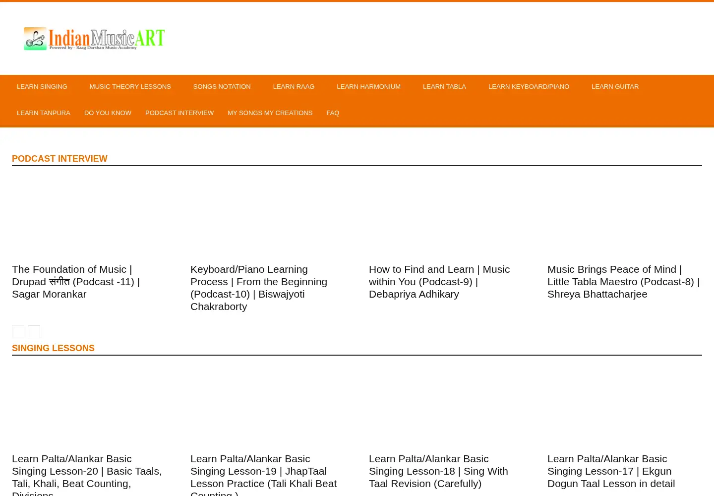 Captured homepage of indianmusicart.com in the current scan
