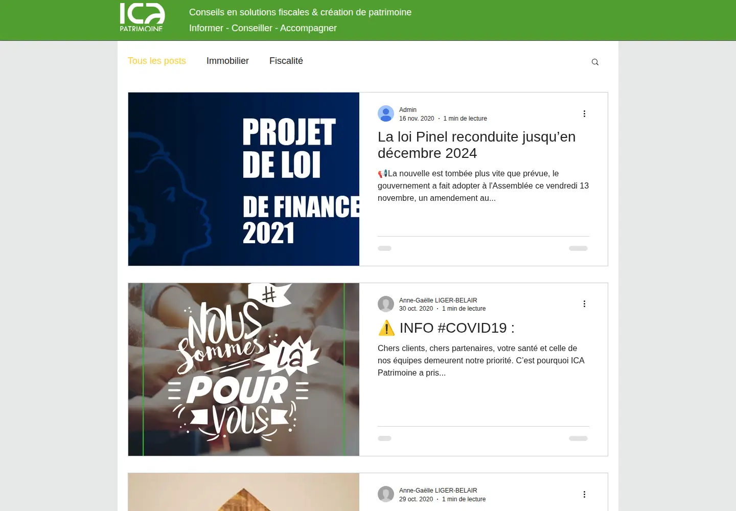 Captured homepage of infos-icapatrimoine.com in the current scan