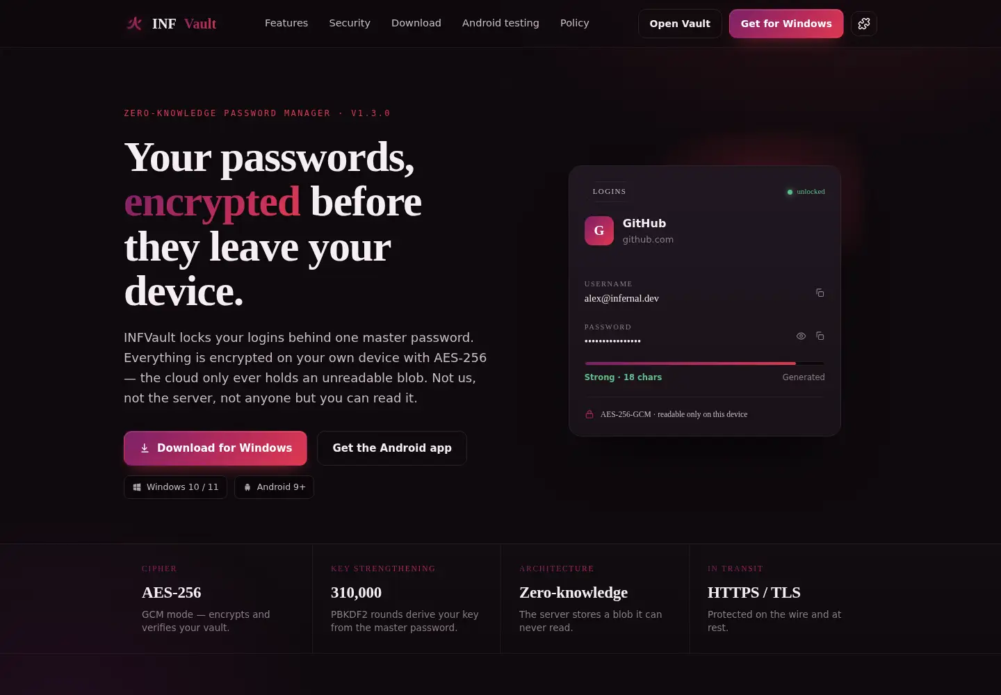 Screenshot of infvault.com