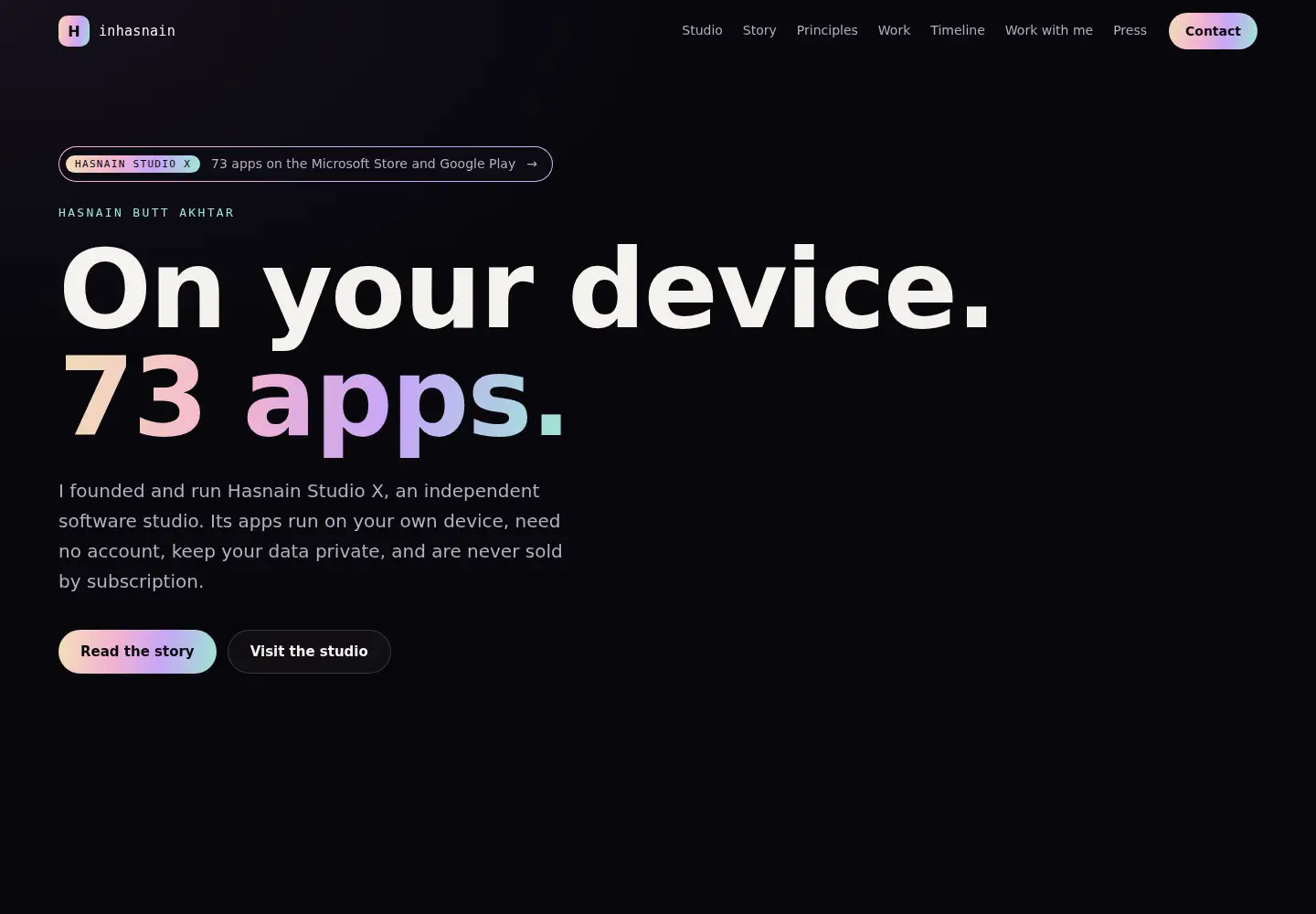 Screenshot of inhasnain.com