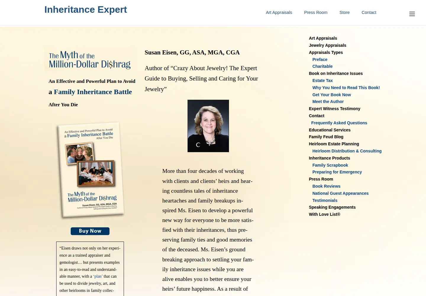 Captured homepage of inheritanceexpert.com in the current scan
