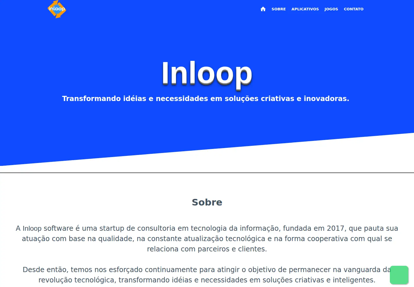 Captured homepage of inloopsoftware.com in the current scan