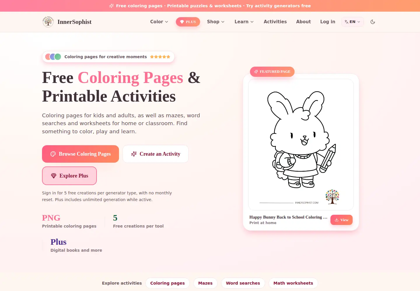 Captured homepage of innersophist.com in the current scan
