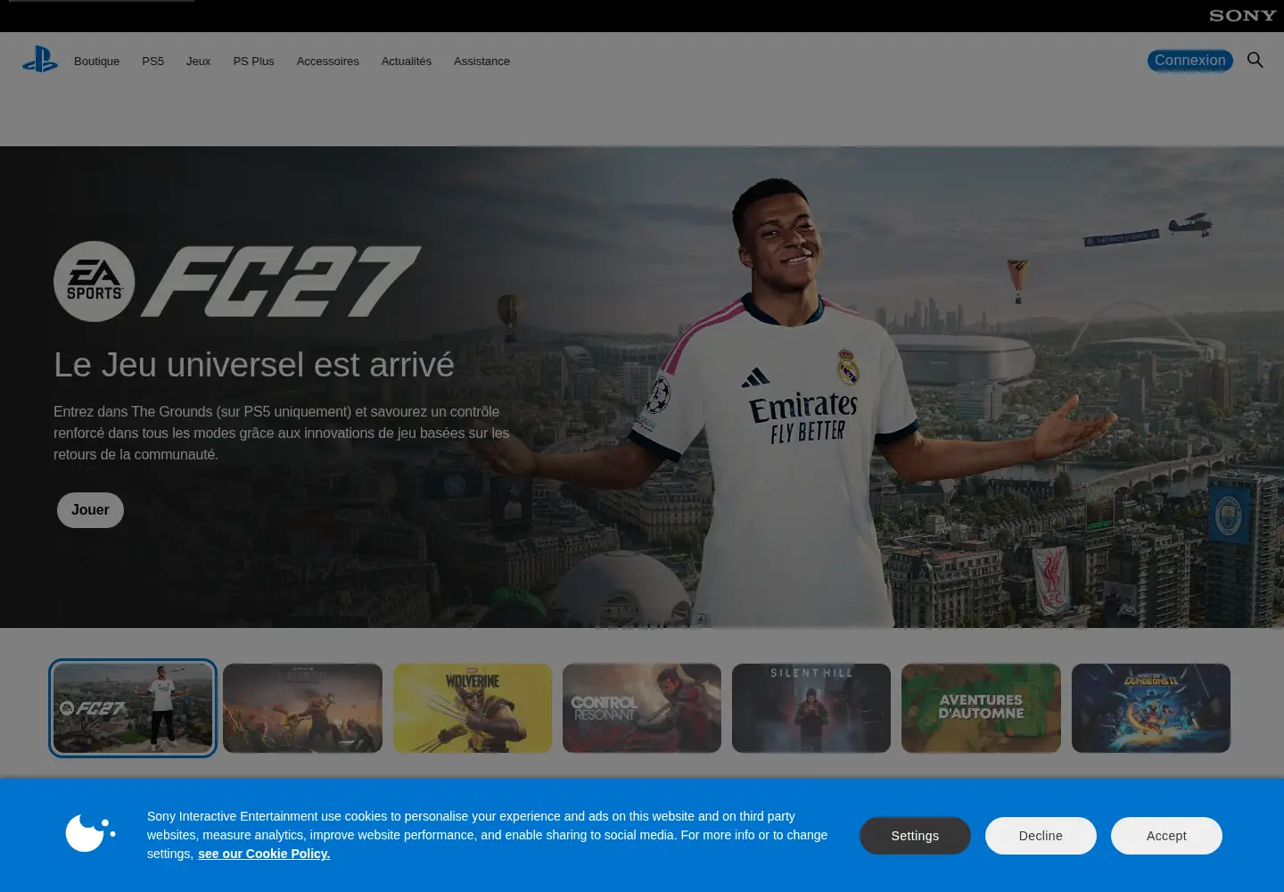 Screenshot of playstation.com