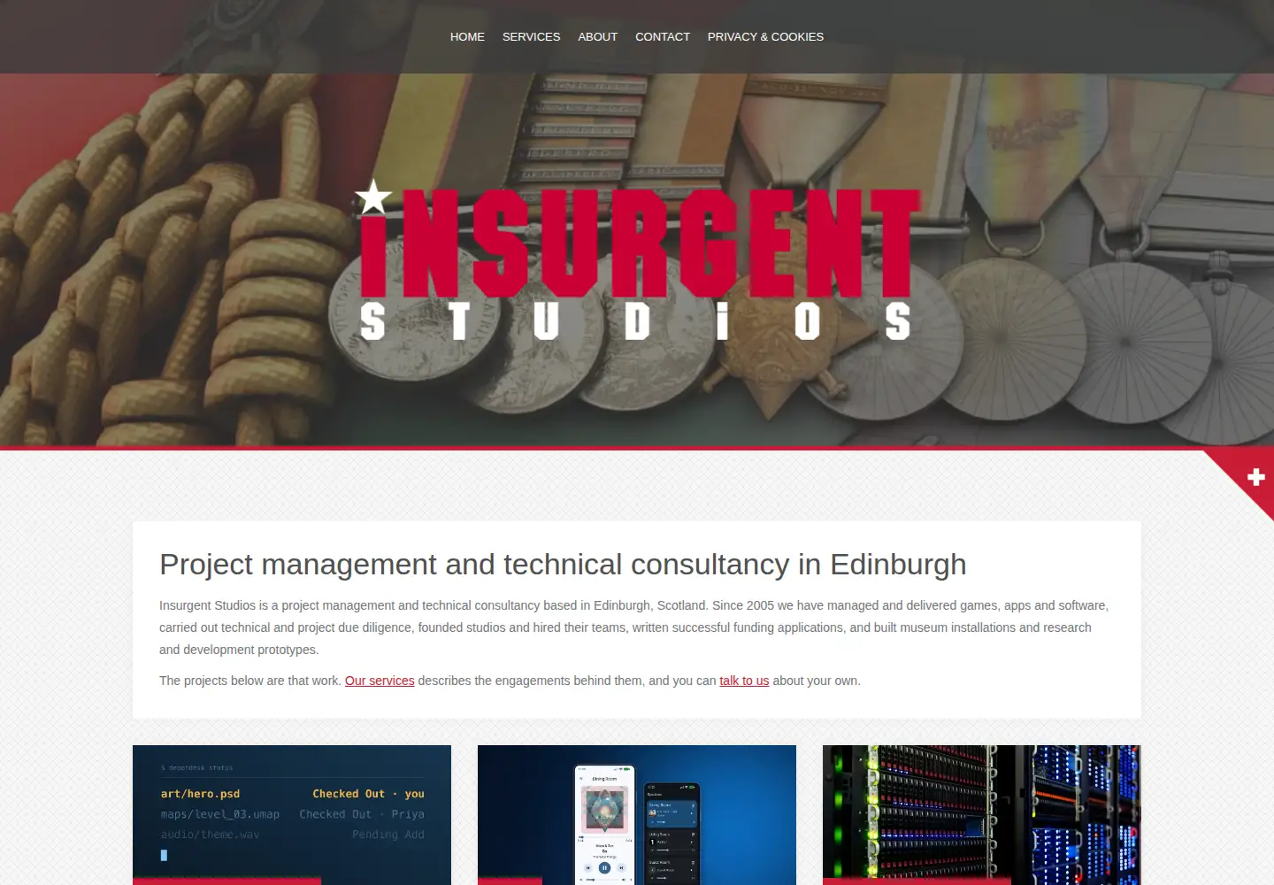 Captured homepage of insurgentstudios.com in the current scan