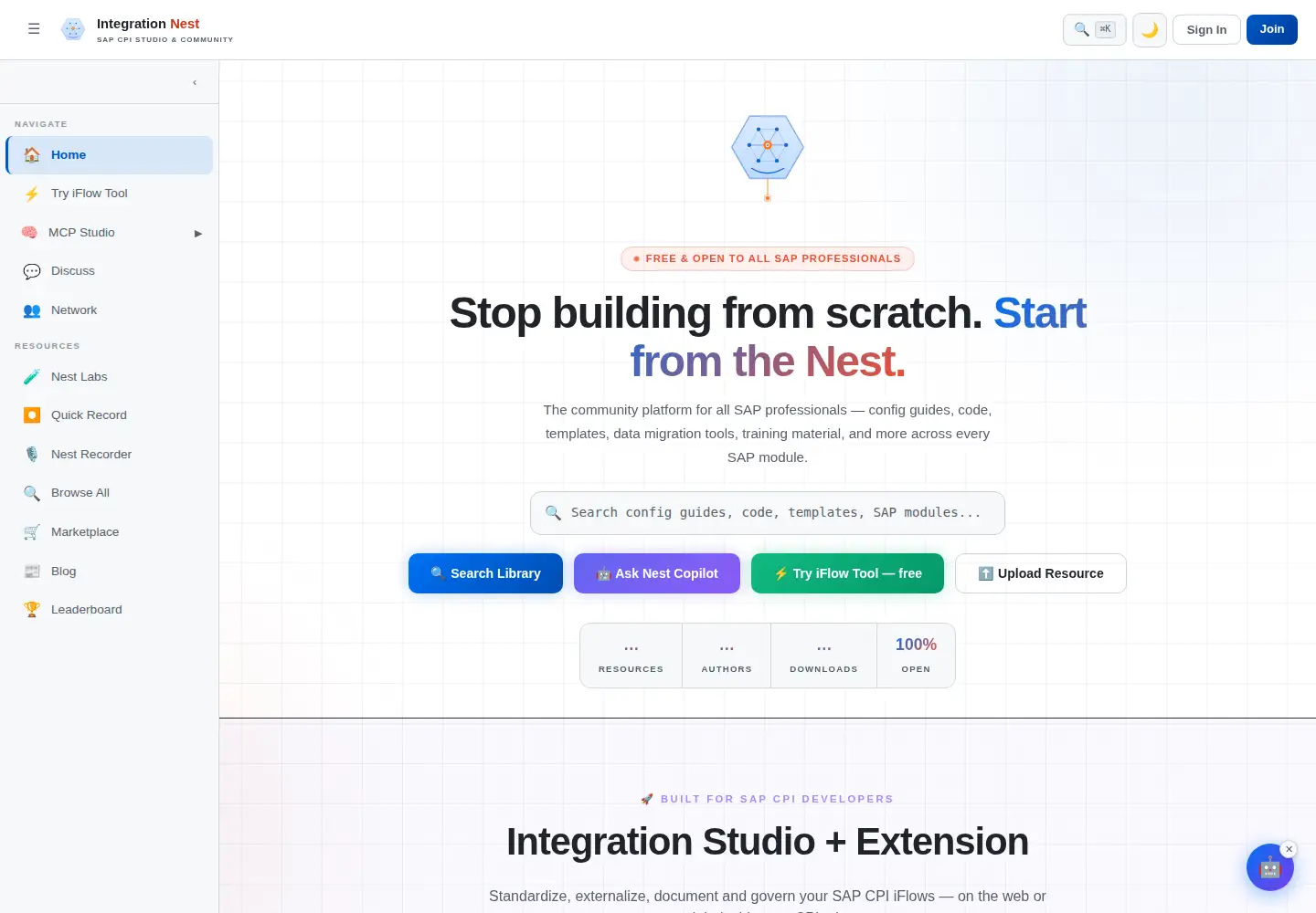 Captured homepage of integrationnest.com in the current scan
