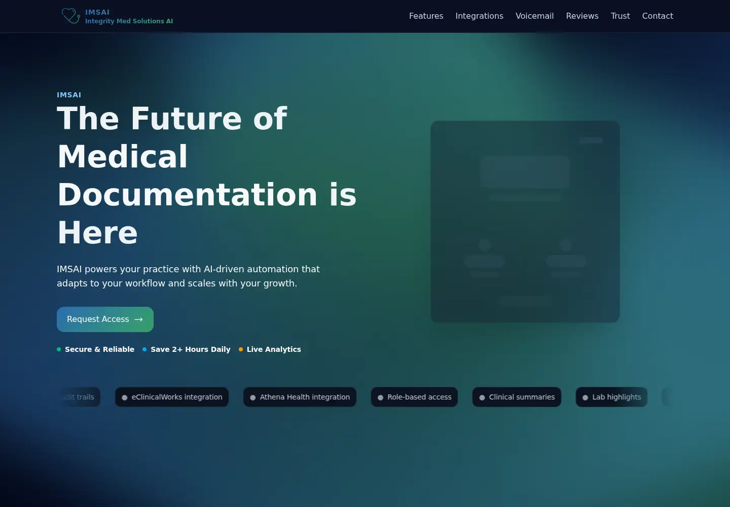 Captured homepage of integritymedsolutions.com in the current scan
