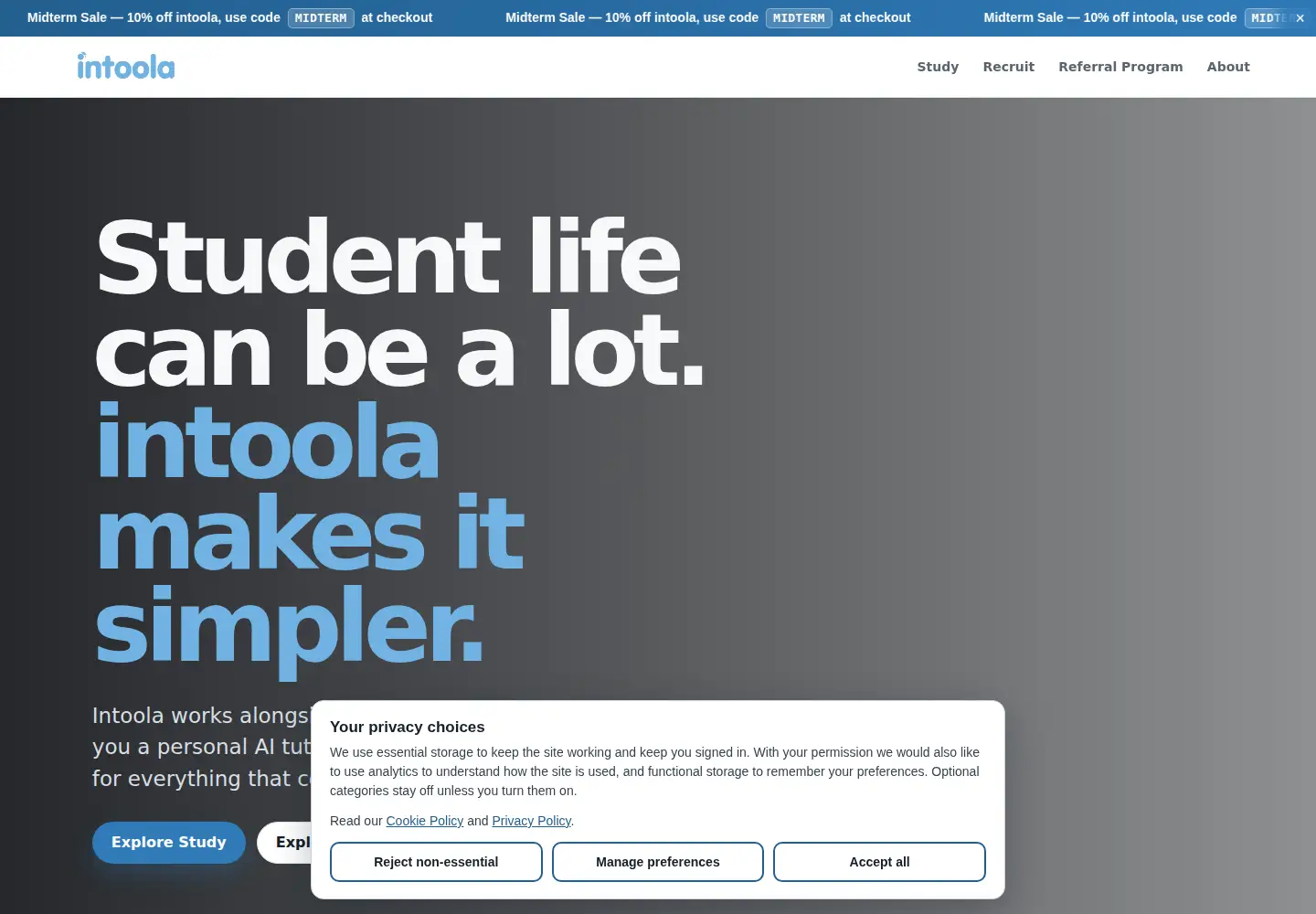 Screenshot of intoola.com