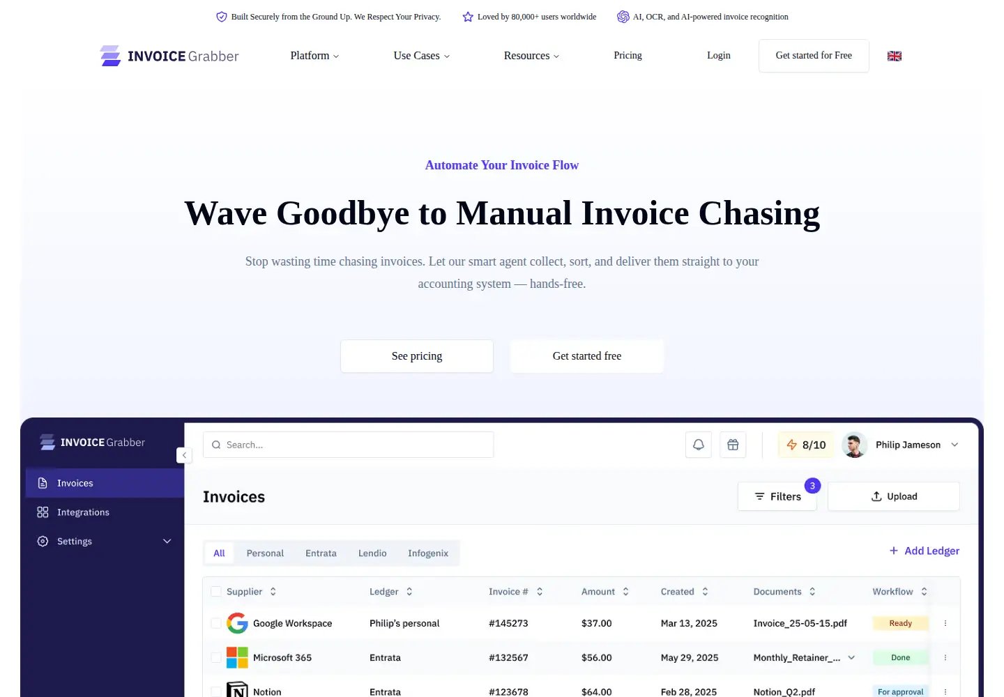Screenshot of invoice-grabber.com