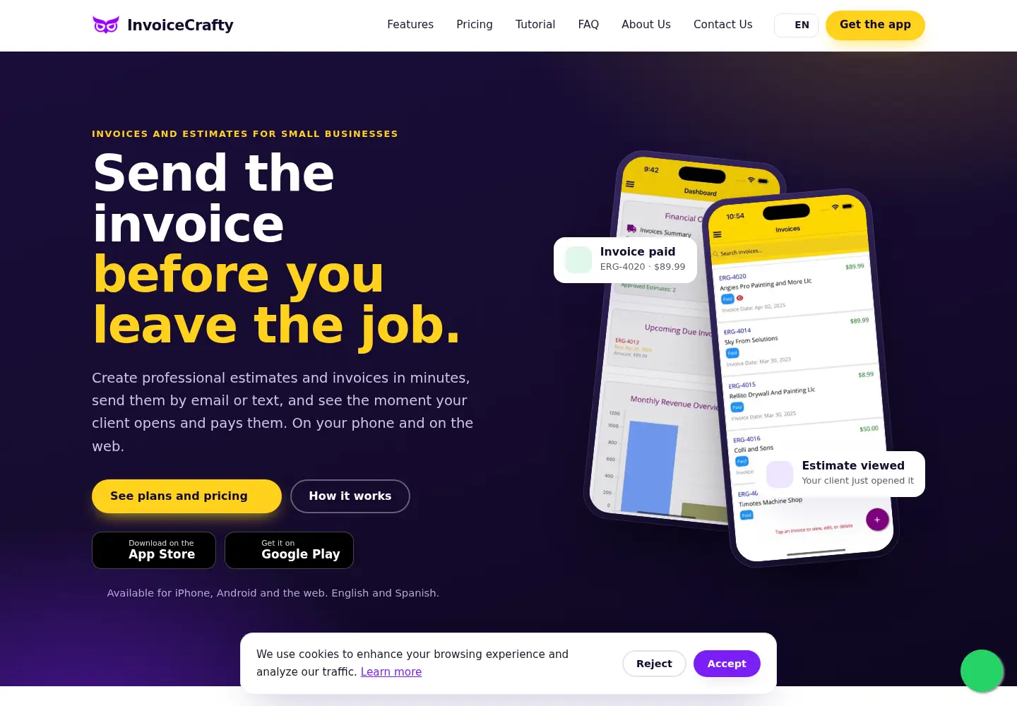 Screenshot of invoicecrafty.com