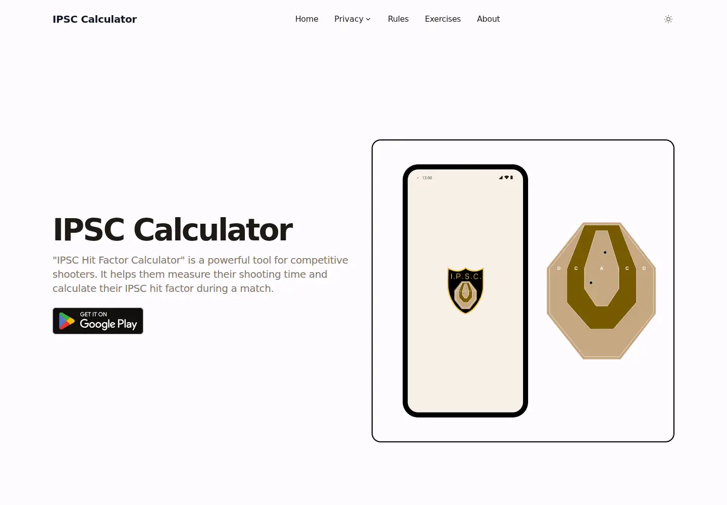 Screenshot of ipsc-calculator.com