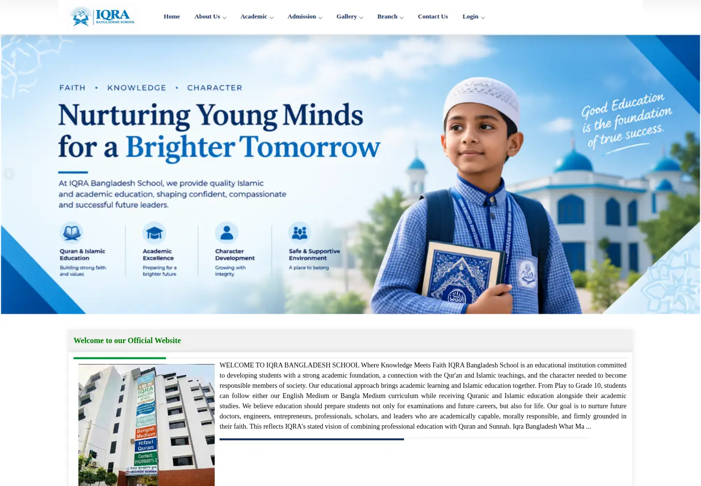 Captured homepage of iqrabangladesh.com in the current scan