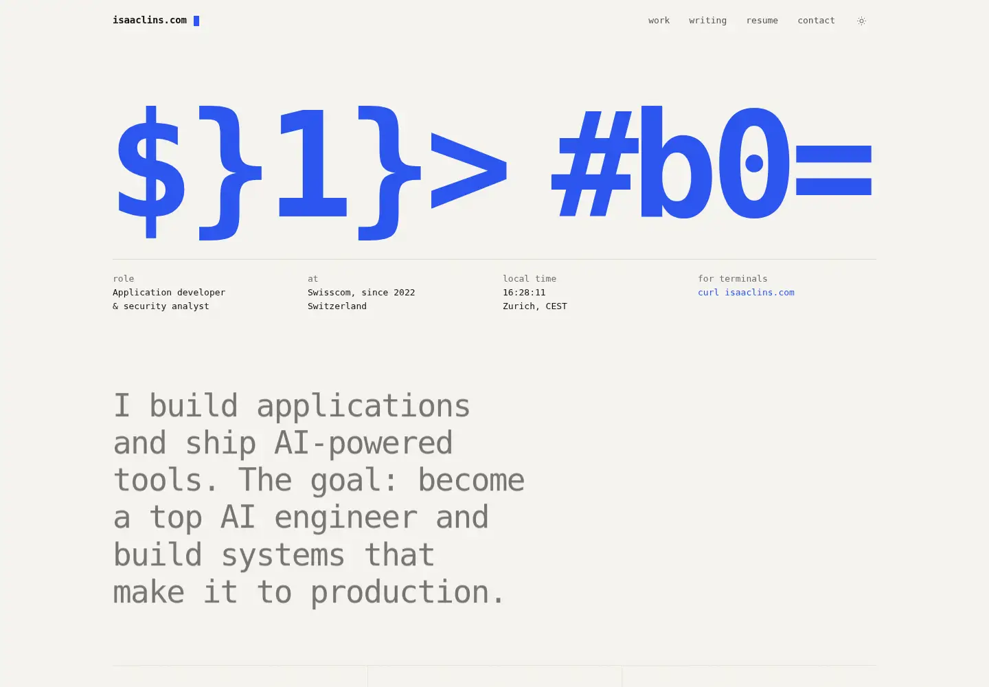 Screenshot of isaaclins.com